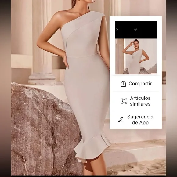 ADYCE Beige Fitted Dress - Picture 6 of 8